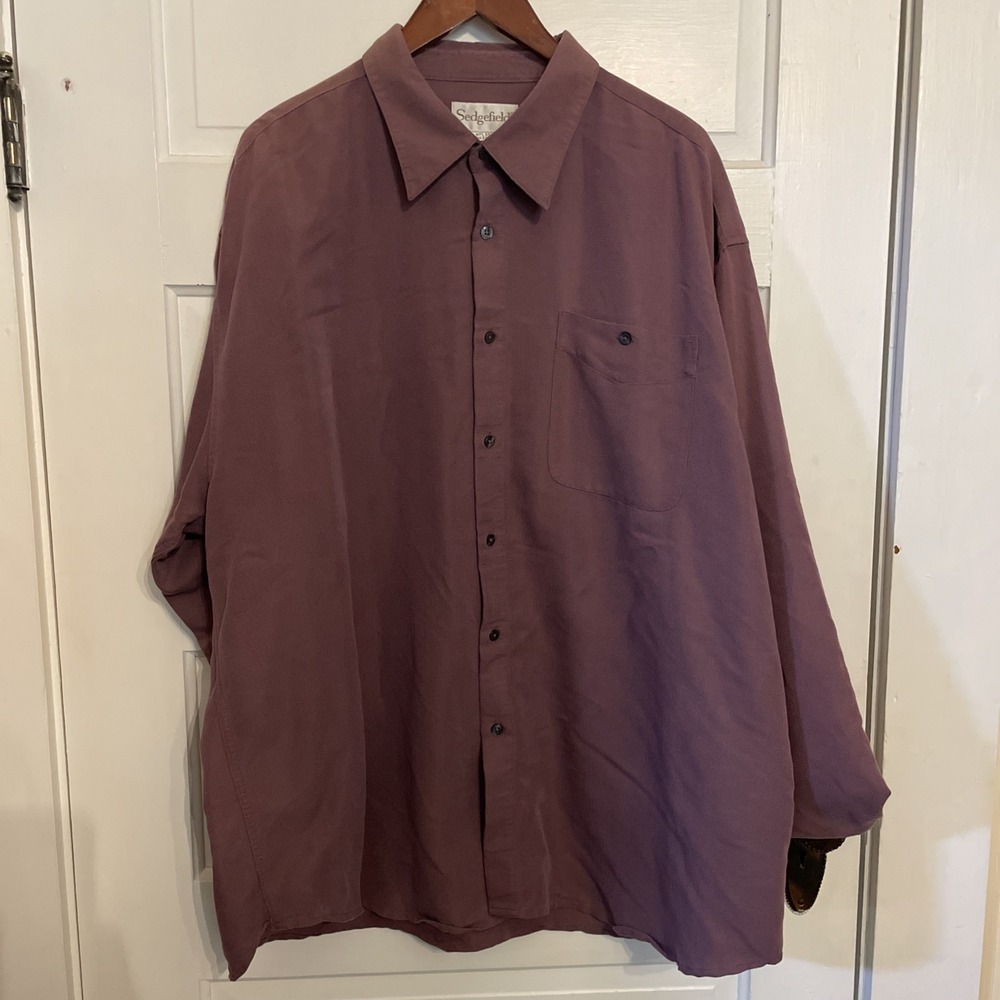 Sedgefield‎ Long Sleeve Button Up Shirt Dark Natural Purple Very soft Luxe XXL